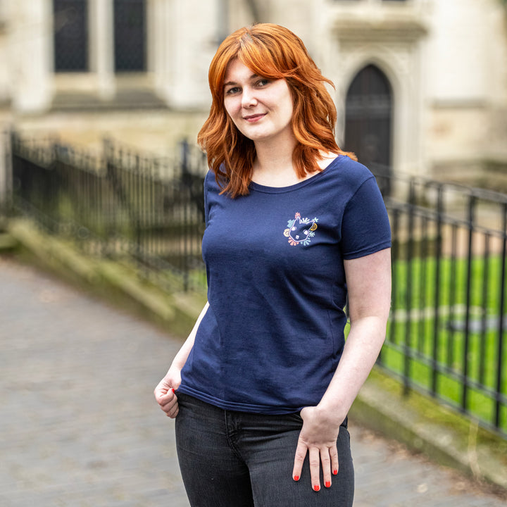 Floral Women's T-Shirt - Navy