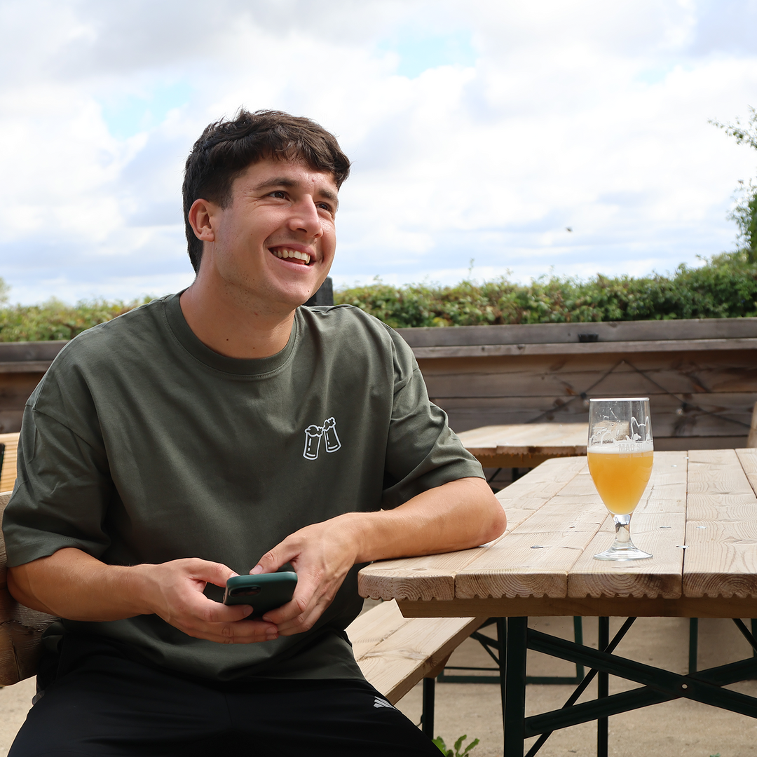 Fuelled by Beer Oversize T-Shirt (Moss Green)
