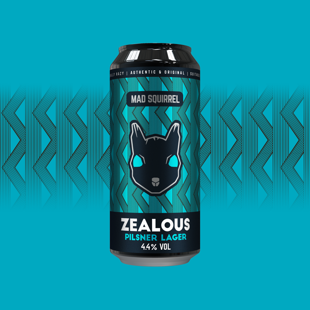 Close up of Mad Squirrel Zealous can showing label details