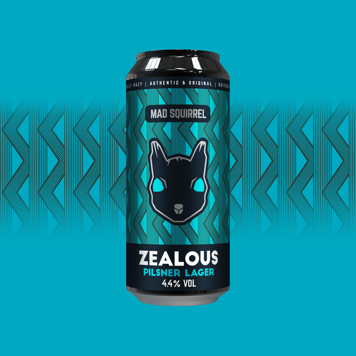 Close up of Mad Squirrel Zealous can showing label details