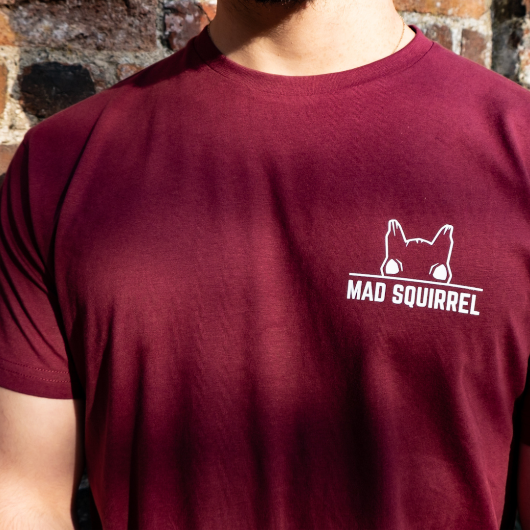 Mad Squirrel Brewed Hazy T Shirt - Burgundy - Mad Squirrel